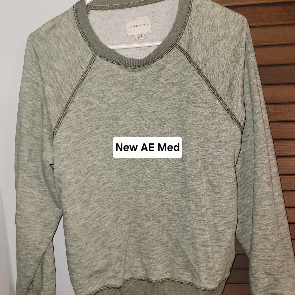 American Eagle Outfitters Men's Light Green Crewneck Sweater